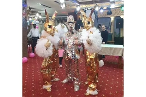Park Paradise Carnival Festival Cosplay Rabbit Gold Mirror Glass Costume Stage Birthday Wear Bar Catwalk Outfit Show Clothe Club