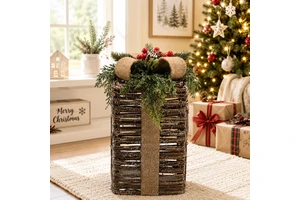 Christmas Decoration Products High Quality New Grapevine Rattan Handcraft Gift Box for Home Xmas Supplier