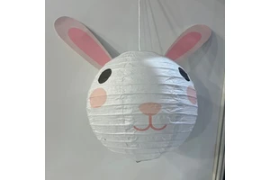 Easter Bunny Paper Lantern Cute Rabbit Shaped Hanging Decor 3D Reusable Round Craft Table Lantern for DIY Party Yard Garden