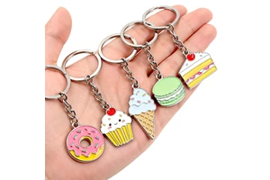 Custom Kawaii Dessert Keychain Donut Ice Cream Cupcake Bread Enamel Metal Key Ring Wholesale Bulk Supplier Factory Price