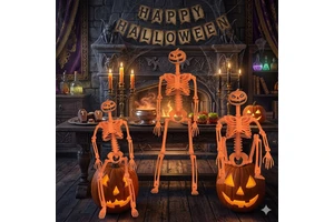 Cross-border Foreign Trade Halloween Pumpkin Skull Decoration Ornaments Simulation Skeleton Scary Prank Toy Plastic Indoor Use
