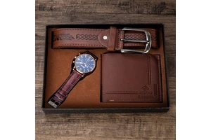 Men's Gift Set Exquisite Packaging Watch Wallet Belt Set Creative Combination Fashion Decorative Chronograph Alloy Stainless