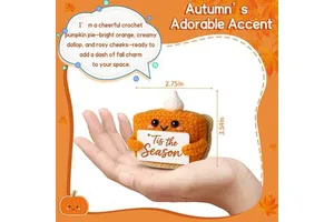 Crochet Pumpkin Pie Plush Handmade Halloween Thanksgiving Items for Home Office Decoration Christmas Stocking Stuffer Ornament