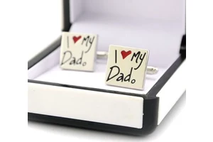 Stylish Dropping Oil Stainless Steel I love My Dad Cufflinks,father's Day Gift Novel Cufflink Tie Clip Jewelry Set Gift for Dad