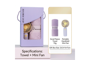 Valentine's Day Mother's Day Gift Set 2 1 Towel Mini USB Rechargeable Fan Custom Logo Multi Color Coral Fleece Holiday Gift Her