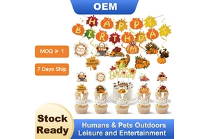 Thanksgiving Decorations Set Banner and Garland Hanging Swirls Maple Leaf for Indoor Outdoor Home Party School Fall Decor