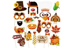 New Thanksgiving Harvest Turkey Maple Leaf Pumpkin Party Funny Photo Prop Set