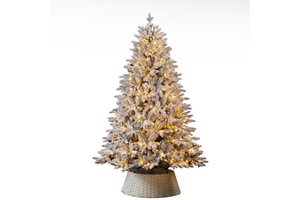 Encrypted PE Hybrid Flocking Artificial Christmas Tree With Built-in Dual-Color Lights Eco-Friendly Luxury Home Decor