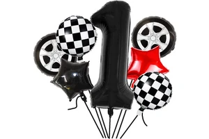Black Racing Theme Foil Balloon Set for Adult and Children's Birthday Party Decoration Racing Theme Fast Four Tire Balloon Toys