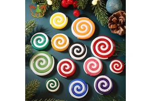 High Quality Environment-Friendly Plastic Christmas Tree Decorations Customized Colors Simulation Candy Creative Swirl Ornaments
