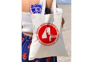 Happy Independence Day Country Cotton Canvas Vintage Fashion Tote Bag Large Capacity Custom Country Logo Government Staff