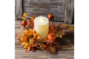 Pumpkin Sunflower Thanksgiving Wreaths Candle Holder Aromatherapy Cup Decoration Holiday Table Creative Wreaths Decorations