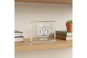 Father's Day Best Dad Crystal Crafts Thank You Gift Engraving Crystal Blocks Custom K9 Crystal Cube Desk Decoration for Home