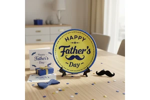 Father's Day Gifts Personalized Photo Printed Ceramic Pigmented Plate Tray Set Home Decor Size 6" (15.5cm)