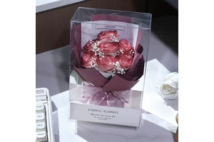 Mother's Day Gift Box for Women with Custom Logo Rose Soap Flower Copperplate Paper