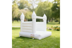 White Jumping Castle 3x3m Inflatable Kid Bouncy Castle All White Mini Bounce House For Wedding