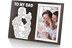 Fathers Day Dad Gifts Picture Frame from Daughter, Wooden Photo Frame Thank You Dad Gift Suitable for Birthday Christmas