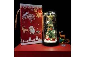 Christmas Gift Music Glass Cover Christmas Tree Lights Cedar Reindeer Decoration Tableware Small Ornaments