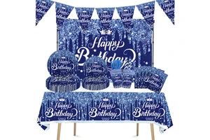 Blue Purple Diamond Birthday Theme Birthday Party Tableware Decoration Party Supplies