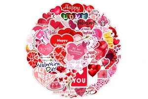 50 Waterproof Valentine's Day Love Graffiti Vinyl Stickers Decorative Water Bottle And Mobile Phone Accessories