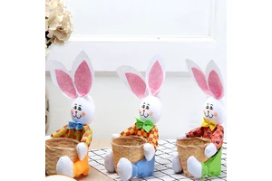 2022 Easter Novelty DIY Rabbit Basket Easter Gift Basket Happy Easter