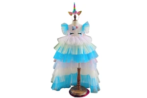 Unicorn Princess Dress for Baby Girls Long Train and Denim Fabric OEM ODM Made in Vietnam Party Style Kid Clothes