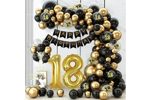 Black Gold 18th 30th 40th Confetti Latex Balloons Arch Kit Garland Set Adults Happy Birthday Banner Decoration Party Supplies