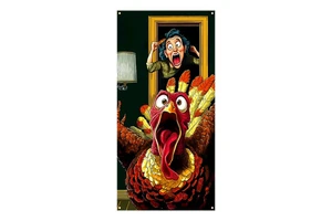 Thanksgiving Rectangle Door Cover Indoor Outdoor Holiday Atmosphere Decoration Cartoon Turkey Hanging Cloth