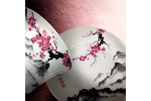 New Product Custom Logo Retro Style Ceramic Tea Cup Gift Set with Water Transfer Printing Competitive Price Sakura Floral Design