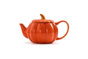 Halloween Thanksgiving Accessory Orange Pumpkin Ceramic Teapot Porcelain Tea Set Tea Pot