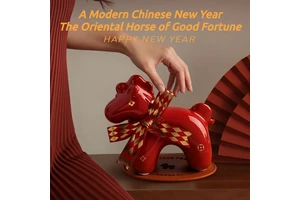 Tonfo Porcelain Horse-Year Lucky Mascot Ornament New Year Gift Event Giveaway Guochao Chinese Fortune-Inspired Creative Home