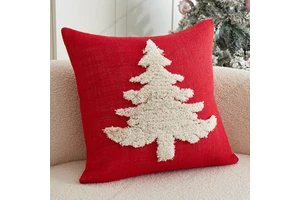 Luxury Red Faux Linen Christmas Tree Decor Throw Pillow Cover Living Room Cushion Covers
