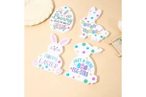 Wholesale New Elegant DIY Wooden Rabbit Tray for Easter Party Decoration Home Ornament Novelty Gifts Eco-friendly European Style