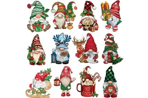 Popular Christmas Products Hanging Santa Clause Snowman Rudolph Nutcracker Red Truck Shaped Wooden Christmas Ornament 24 Pcs/set