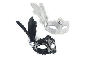 Halloween Dance Party Festival Performance Costume Props Mask Feather Venice White Princess