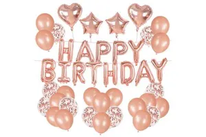 Rose Gold Happy Birthday Balloons 16inch Christmas Halloween Kids Adults Birthday Party Supplies Foil Latex Balloons