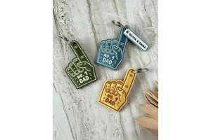 No.1 Dad Foam Finger Embroidered Keychain, Customizable Key Tag, Durable Fabric Key Strap, Father's Day Gift for Dads