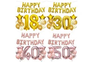 Balloon Set All-Age Birthday Party 18/21/30/40/50/60/70/80/90 Years Birthday Latex Aluminum Foil Balloon Supplies