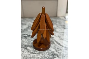 Handcrafted Polished Religious Wooden Eco-Friendly Customizable Trivet Tree Hanging Leaf Holder & Heat Pads