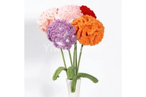 Crochet Artificial Carnation Flowers Handmade Cotton Knitted Bouquet for Home Decor Mother's Day Gift Party Decor DIY Gift