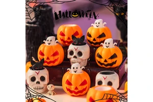 Halloween Squeeze Squishy Toy Set Pumpkin Skull Ghost Black Cat Mummy Pop Out Stress Relief Fidget Toys for Kids Toy