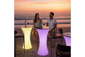 Light Up Night Club Lounge Outdoor High Top Cocktail Led Bar Furniture Table And Chairs Led Round Tables For Event Party Garden