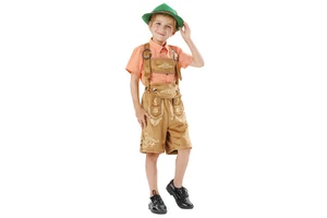 Boys German Oktoberfest Costume Set Overalls And Plaid Shirt Short Sleeve Casual Outfit For Festival Wear