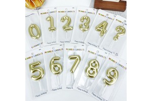High Quality 0-9 Digital Birthday Candles Luxury Gold Cake Numeral Candles Topper Decorations For Kids For Festival Celebration
