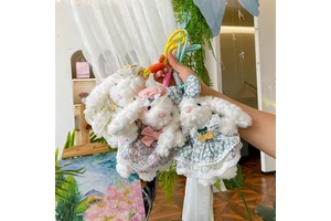 Animal-Themed Lop-Eared Rabbit PP Cotton PlushToyPendant for Diwali & Easter-Couple's Backpack Decoration Party Novelty Products