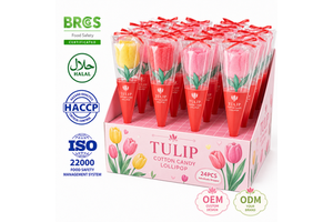 Wholesale Custom Valentine's Day Marshmallow Gummy Halal Rose Flower Shaped Lollipop Candy Producer Private Label Bulk Pop