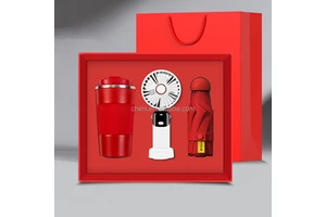 Eco-Friendly Business Souvenirs Coffee Mug + Fan + Umbrella for Personalized Father's Day Promotional Corporate Gift Box Set