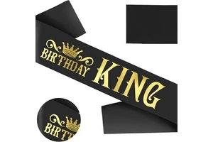 Adult Birthday Party Decoration Supplies Satin Light Indoor Gold Foil Letter King Sash Men Birthday Party Gift Decorations