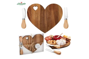 Popular Factory Price Mini Acacia Heart Shaped Cheese Board Set With Knife For Wedding Parties Valentine's Day Christmas