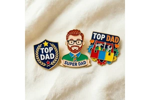 Fast Delivery Custom Enamel Pin Set Top Dad Super Dad Metal Crafts Metal Pin for Father's Day Decoration & Souvenir
